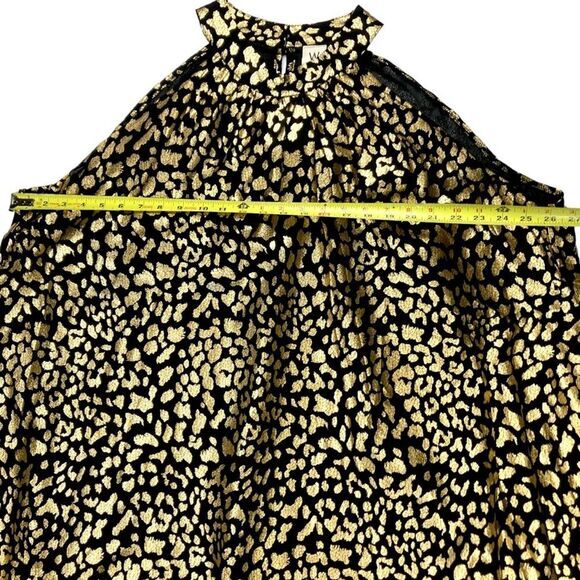 Wrapper Dress Womens Sz 3X Gold & Black Halter Neck Leopard Print Formal Elegant - Picture 5 of 13